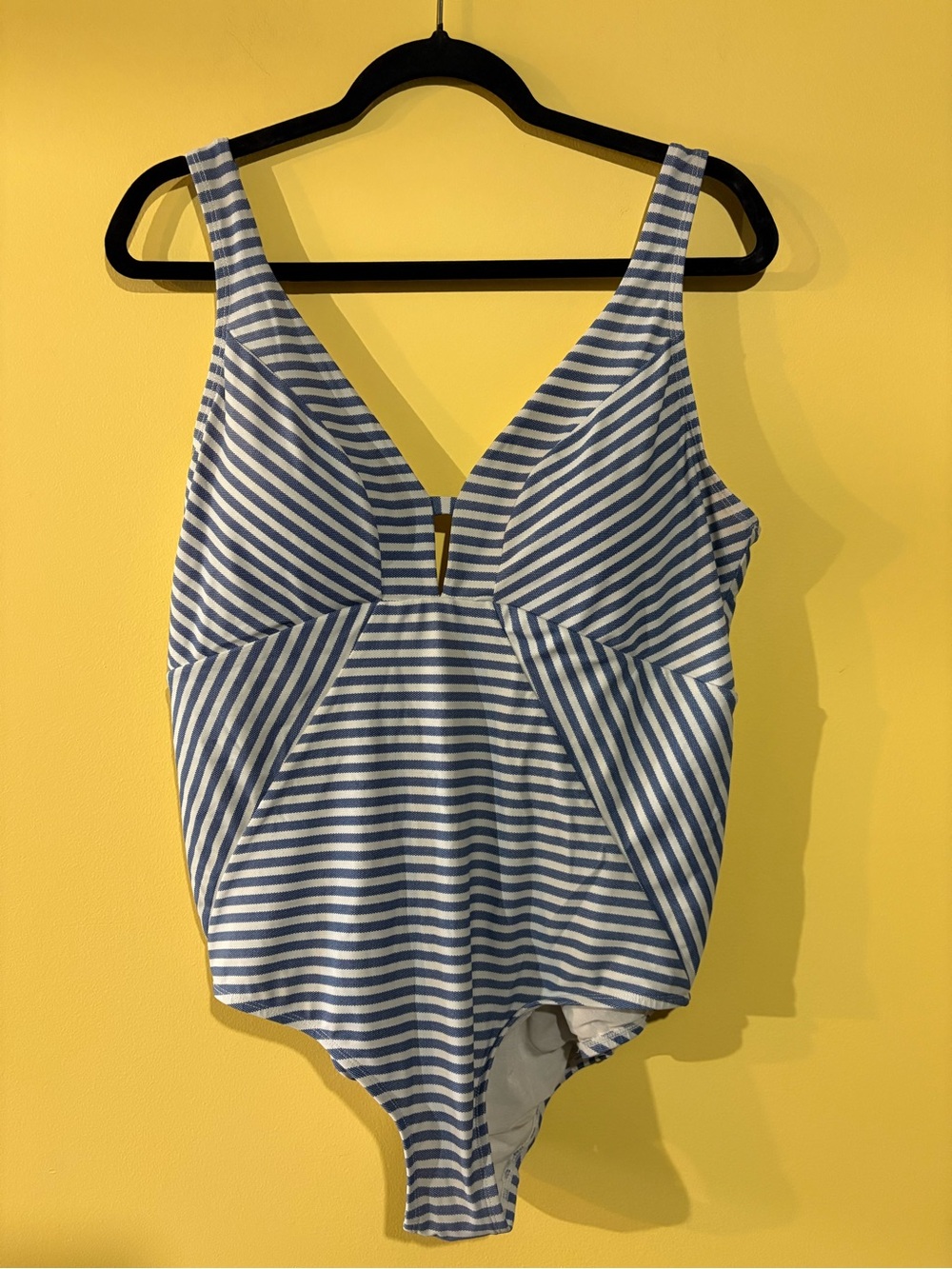 Time and Tru Blue and White Striped One-Piece Swimsuit